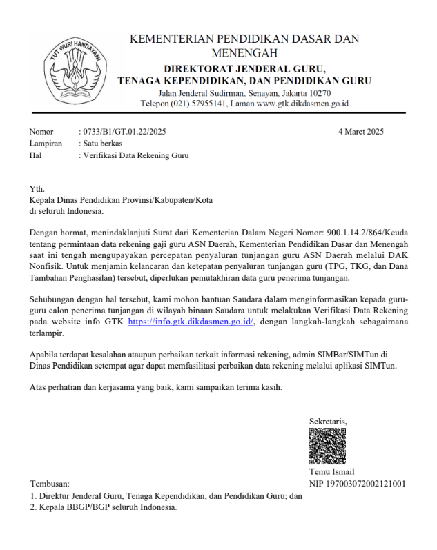 Verifikasi Data Rekening Guru
